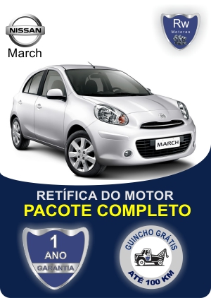 Retífica de motor Nissan March com garantia pacote completo Rw motores